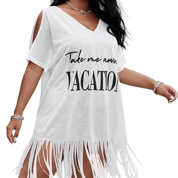 Shein 'Take me Away Vacation" Graphic Shirt Dress Size 0X - Picture 1 of 4